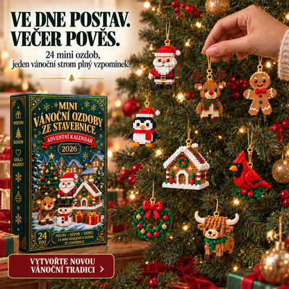 Adventní kalendář s 24 mini vánočními ozdobami ze stavebnice