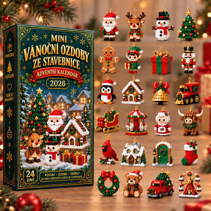 Adventní kalendář s 24 mini vánočními ozdobami ze stavebnice