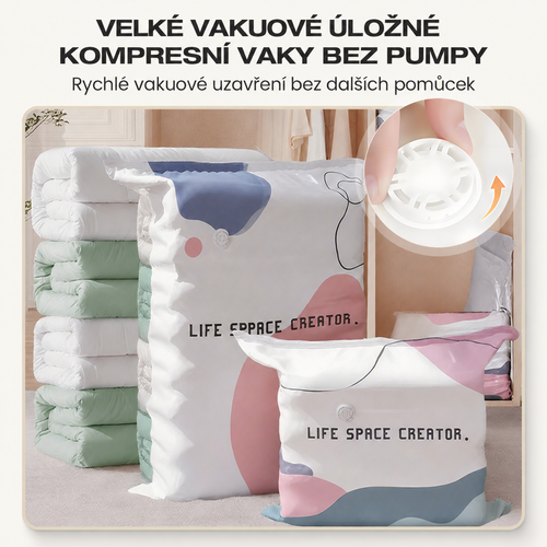 Velké vakuové úložné kompresní vaky bez pumpy